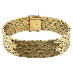Bracelet en or jaune massif 14K 97.88 grammes 18mm large Link texturé