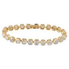Solid 14k Yellow Gold Bracelet Lab Grown Diamond Bracelet Handmade Jewelry
