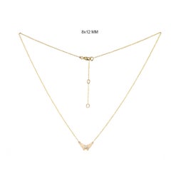 Solid 14k Yellow Gold Butterfly Charm Necklace Natural Diamond Fine Jewelry