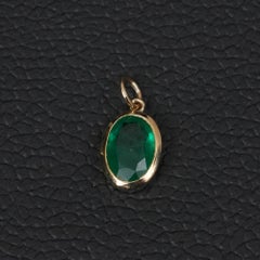 Solid 14k Yellow Gold Charm Pendant Natural Emerald Gemstone Fine Jewelry