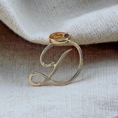 Solid 14k Yellow Gold D Initial Charm Pendant D Letter Fine Jewelry