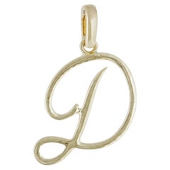 Solid 14k Yellow Gold D Initial Charm Pendant D Letter Fine Jewelry