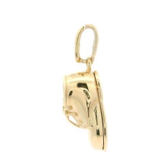 Solid 14k Yellow Gold Detailed Baby Shoe Lucky Charm Pendant w/ Bail