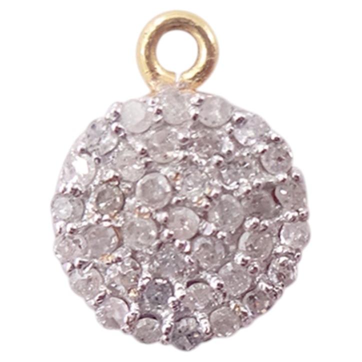 Colgante con diamante natural y charm en forma de disco de oro amarillo macizo de 14K. Joyería fina hecha a mano