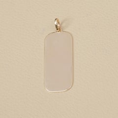Solid 14k Yellow Gold Dog Tag Charm Pendant Unisex Gift Fine Jewelry