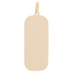 Solid 14k Yellow Gold Dog Tag Charm Pendant Unisex Gift Fine Jewelry