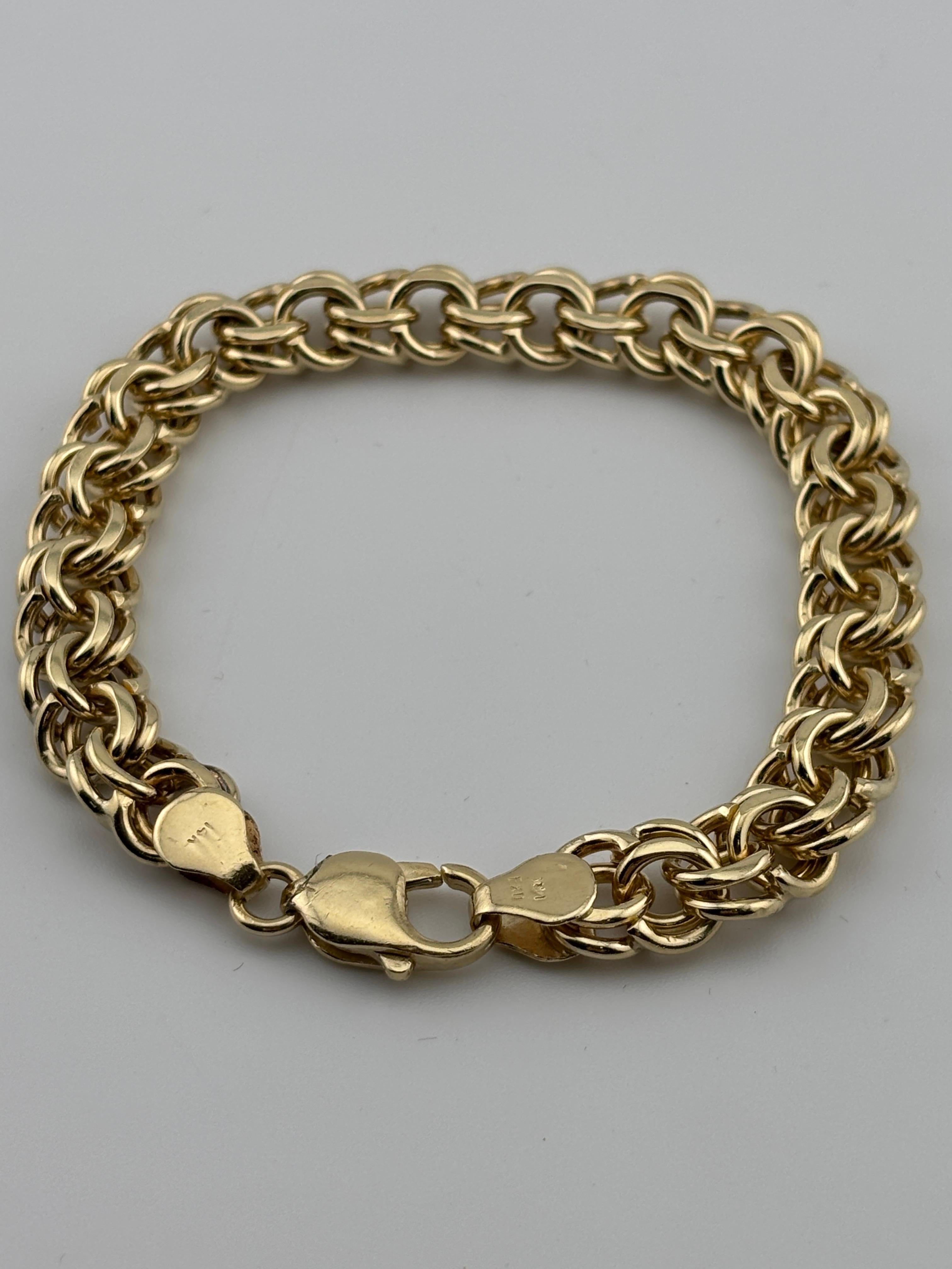 Bracelet à double maillon en or jaune 14k massif Bon état - En vente à Bernardsville, NJ