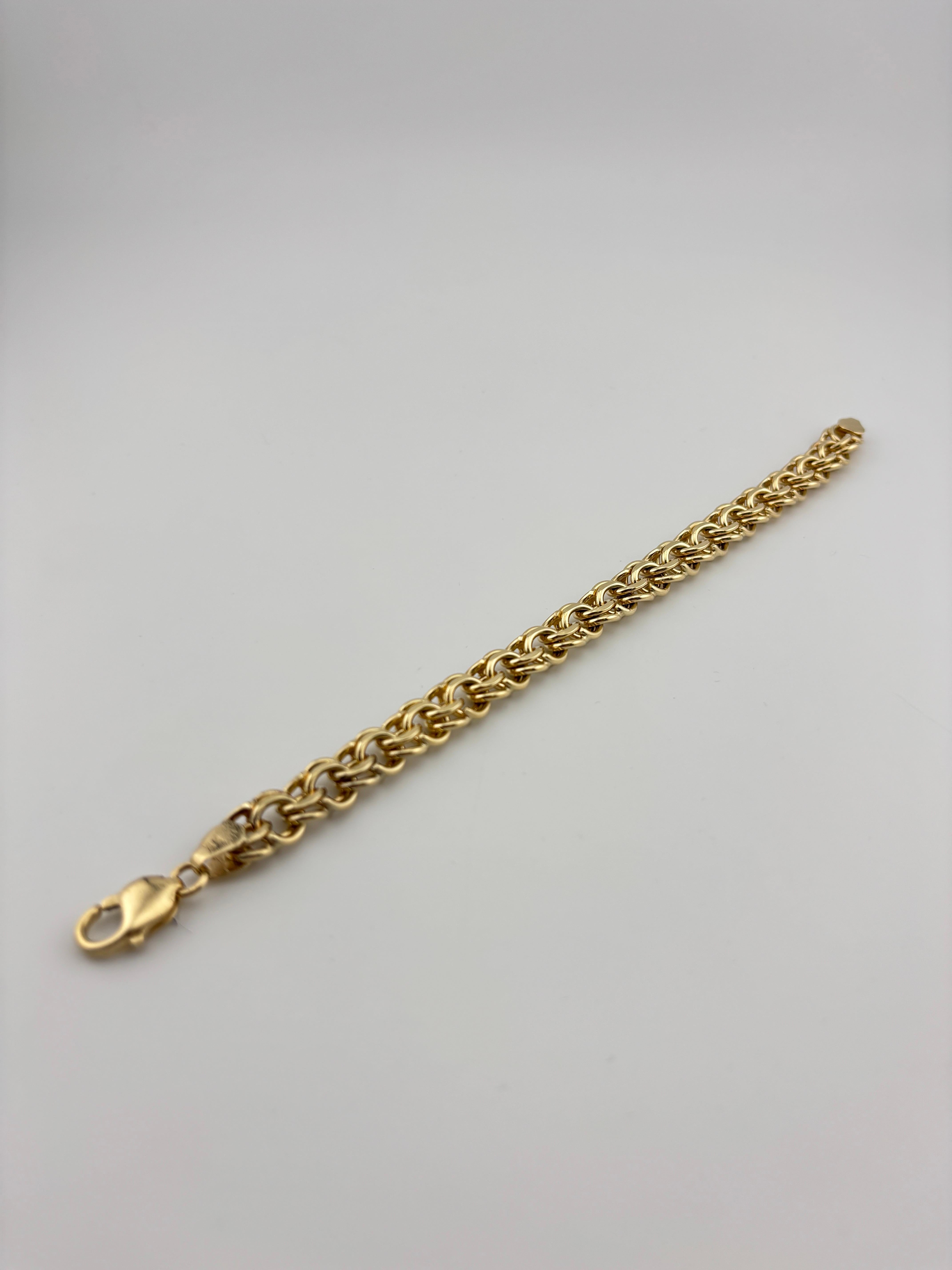 Bracelet à double maillon en or jaune 14k massif en vente 1