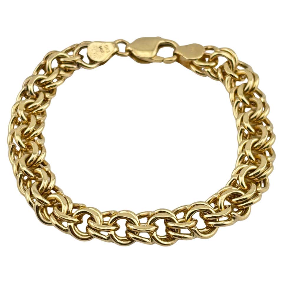 Intersting Gold Modern 14k Yellow Gold Diamond Link Bracelet For Sale at 1stDibs