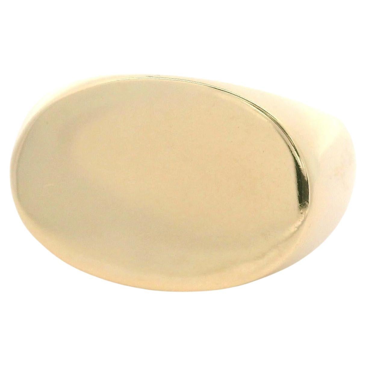 Solid 14k Yellow Gold Engravable Polished Finish Oval Shape Signet Band Ring