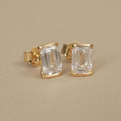 Solid 14k Yellow Gold Fine Jewelry Genuine G/Si White Diamond Studs Earrings