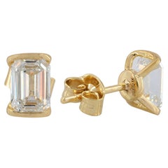 Solid 14k Yellow Gold Fine Jewelry Genuine G/Si White Diamond Studs Earrings