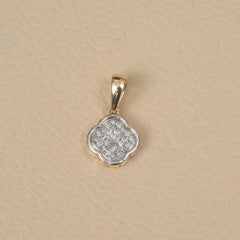 Solid 14k Yellow Gold Genuine H/Si Diamond Charm Pendant Fine Jewelry