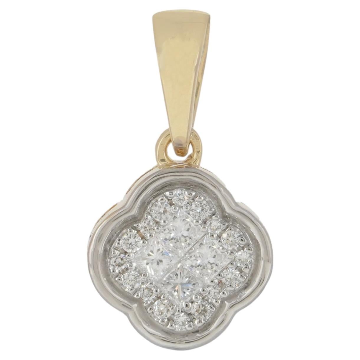 Ciondolo con charme in oro giallo massiccio 14k con diamante autentico H. H. - Gioielleria di alta gamma