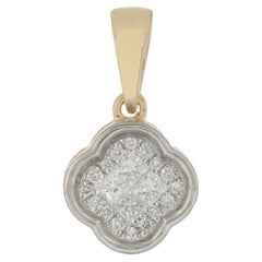 Solid 14k Yellow Gold Genuine H/Si Diamond Charm Pendant Fine Jewelry