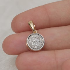 Pendentif avec charm en or jaune massif 14 carats, sertie d'un diamant blanc H/Si