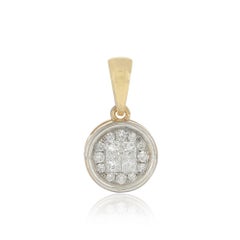 Pendentif avec charm en or jaune massif 14 carats, sertie d'un diamant blanc H/Si