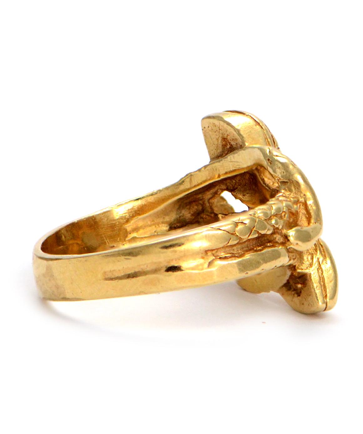 Solid 14 Karat Yellow Gold Genuine Ruby and Sapphire Double Snake Ring ...