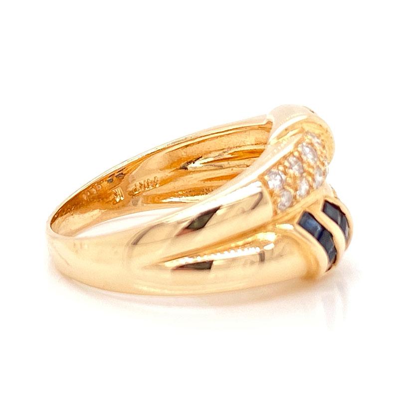 Solid 14 Karat Yellow Gold Genuine Sapphire and Diamond Ring 4.6g 1