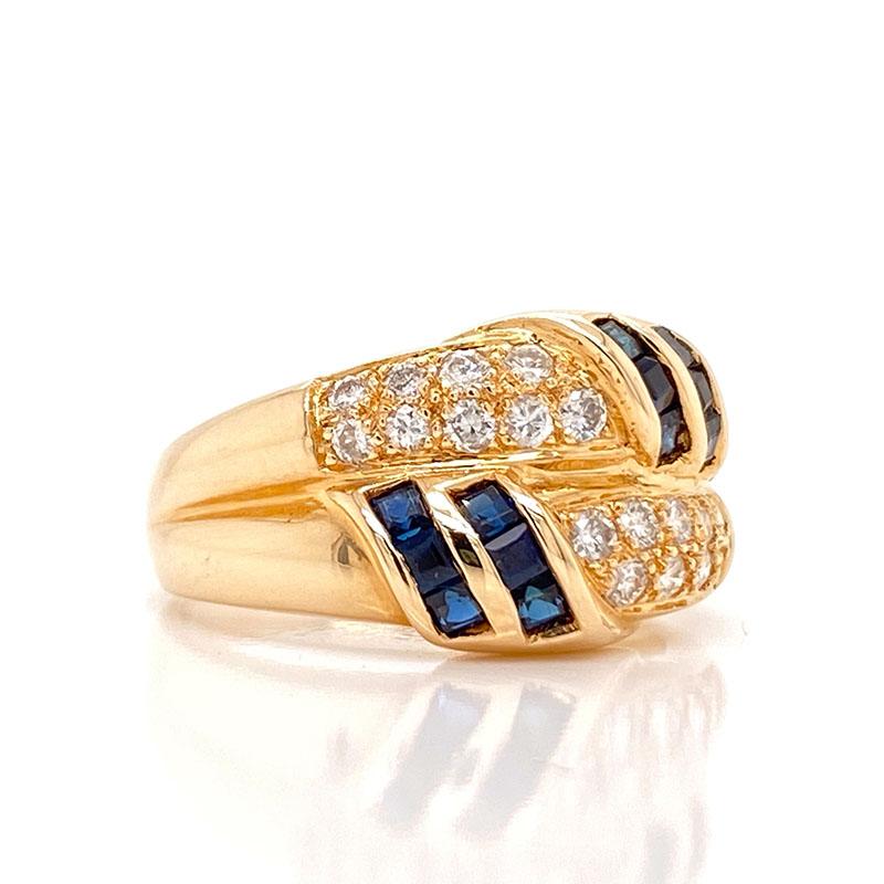Solid 14 Karat Yellow Gold Genuine Sapphire and Diamond Ring 4.6g 2