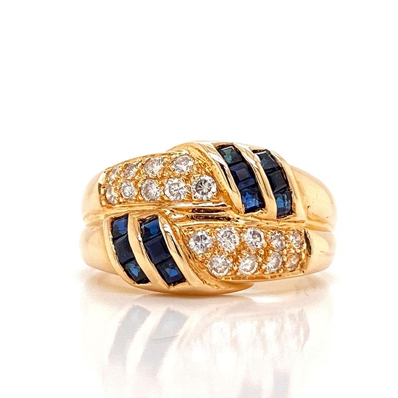 Solid 14 Karat Yellow Gold Genuine Sapphire and Diamond Ring 4.6g 3