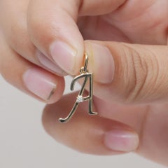 Anhänger mit Buchstabe „A“ aus massivem 14-karätigem Gelbgold mit echtem weißen Diamanten – Geschenk