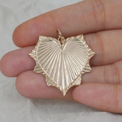 Solid 14k Yellow Gold Heart Love Charm Pendant Handmade Fine Jewelry