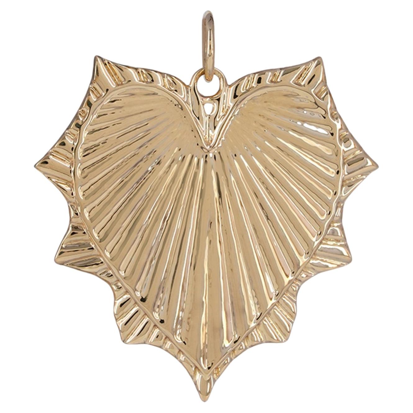 Solid 14k Yellow Gold Heart Love Charm Pendant Handmade Fine Jewelry