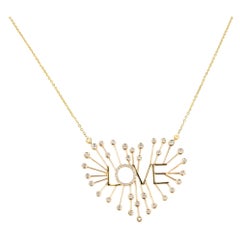 Solid 14k Yellow Gold Heart Necklace Natural Diamond Love Charm Fine Jewelry