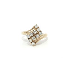 Solid 14k Yellow Gold High Quality .50ctw Diamond Bypass Look Ring
