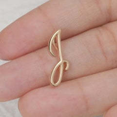 Solid 14k Yellow Gold J Initial Pendant Back Loop Handmade Fine Jewelry