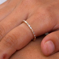 Solid 14k Yellow Gold Jewelry Band Genuine White H/Si Baguette Diamond Gift Ring