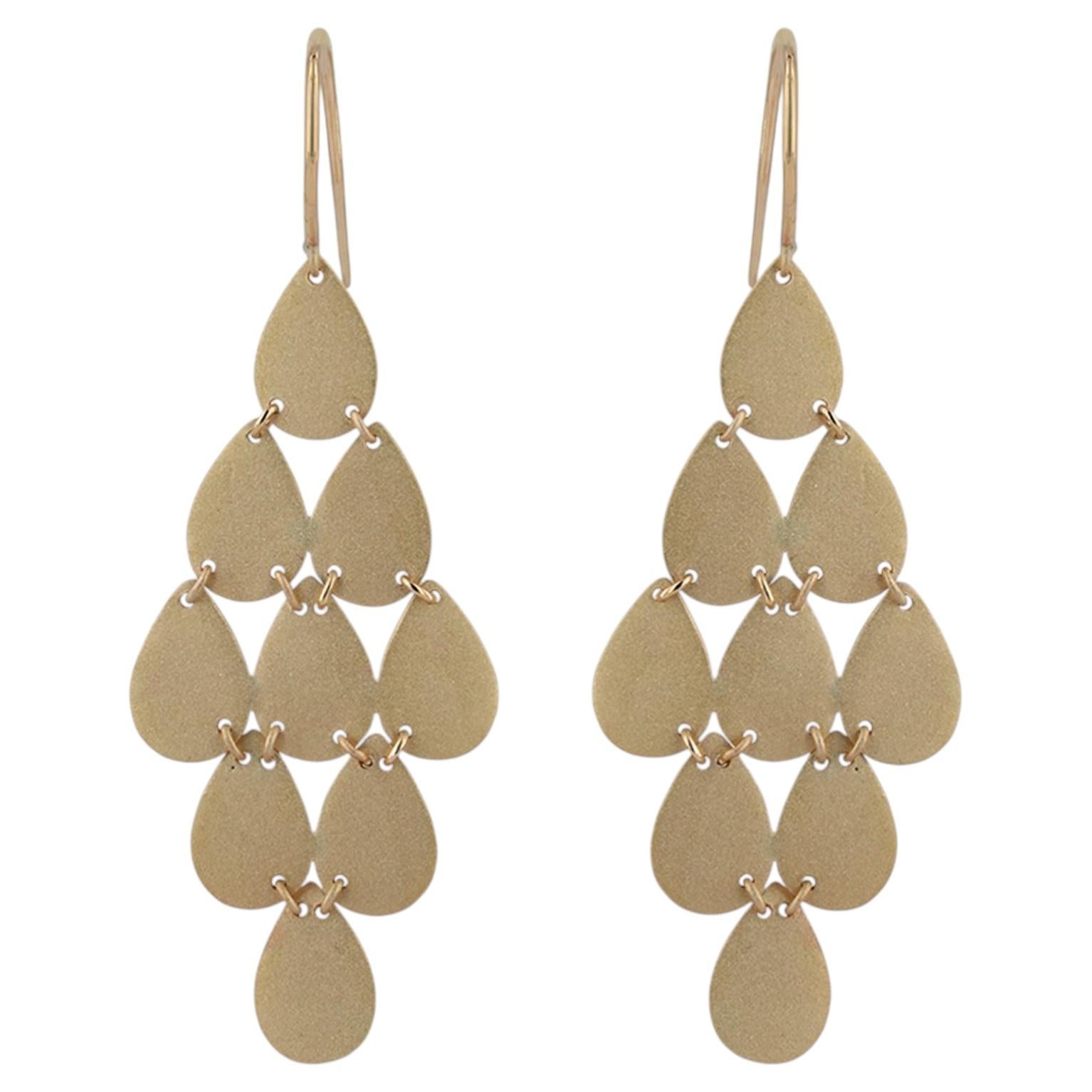 Solid 14k Yellow Gold Jewelry Classic Nine-Drop Chandelier Earrings Gift Jewelry