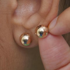 Solid 14k Yellow Gold Jewelry Double Ball Studs Women Gift Classic Earring