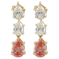 Solid 14k Yellow Gold Jewelry Lab Diamond Designer Drop/Dangle Earring