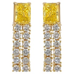 Solid 14k Yellow Gold Jewelry Lab Diamond Drop/Dangle Designer Women Earrings