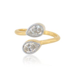 Solid 14k Yellow Gold Jewelry Lab Diamond Ring Designer Stacking Adjustable Ring