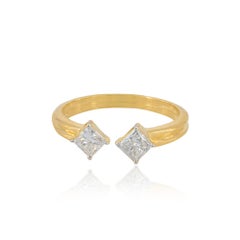 Solid 14k Yellow Gold Jewelry Lab Diamond Ring Stacking Dainty Minimalist Ring
