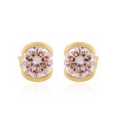 Solid 14k Yellow Gold Jewelry Lab Diamond Small Studs Dainty Minimalist Earring