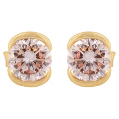 Solid 14k Yellow Gold Jewelry Lab Diamond Small Studs Dainty Minimalist Earring