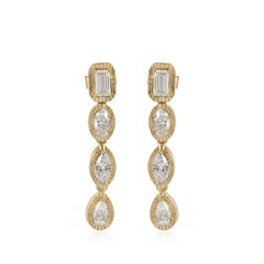 Solid 14k Yellow Gold Jewelry Lab Grown Diamond Drop/ Dangle Earring