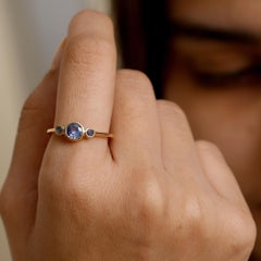 Solid 14k Yellow Gold Jewelry Natural Blue Sapphire Gemstone Stacking Gift Ring