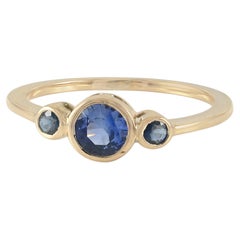 Solid 14k Yellow Gold Jewelry Natural Blue Sapphire Gemstone Stacking Gift Ring