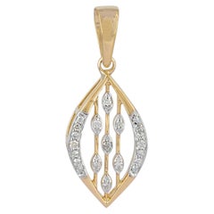 Solid 14k Yellow Gold Jewelry Natural Diamond Parallel Stroke Diamond Pendant