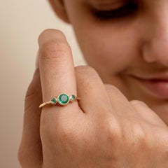 Solid 14k Yellow Gold Jewelry Natural May Birthstone Green Emerald Gemstone Ring