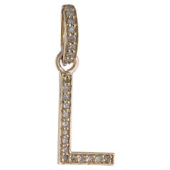 Tiny L Initial Alphabet H/Si Diamond Pave Accents Pendant in 14k Yellow Gold