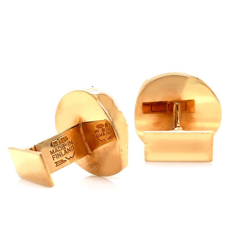 Solid 14 Karat Gold Lapponia Bjorn Weckstrom Designer Gold Cufflinks 16.2G In Excellent Condition In Manchester, NH