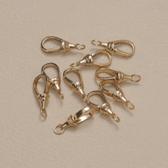 Solid 14k Yellow Gold Lobster Lock Clasp Charm Jewelry Findings