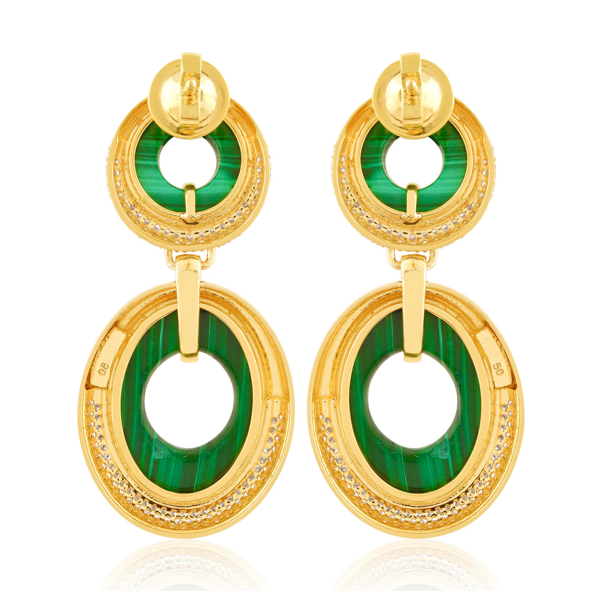 Make yourself trendy and stylish with this 14k Yellow Gold Earrings glittering with Malachite that will add majestic charm and elegance to your look. Exquisitely designed, this Earrings will provide you a classy look.

✧✧Welcome To Our Shop Spectrum