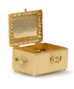 Solid 14 Karat Yellow Gold Music Box Charm / Pendant 7.9g
